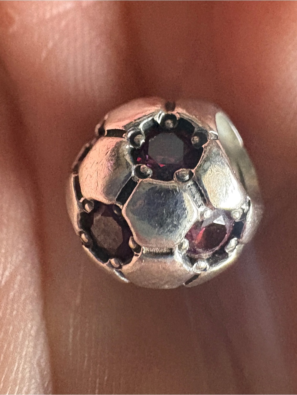 Authentic *Retired* Pandora Red Zirconia Soccer Ball Charm